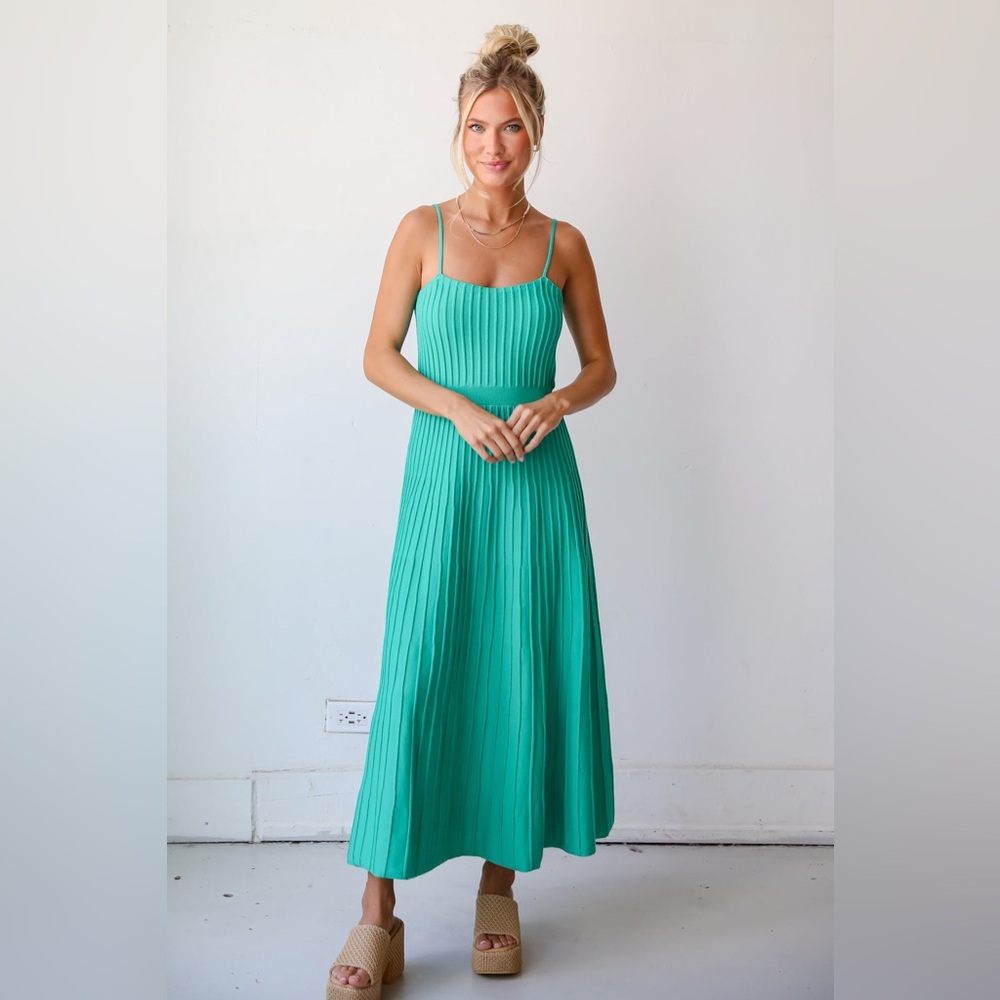 First Love Spaghetti Strap Maxi Dress in Green
